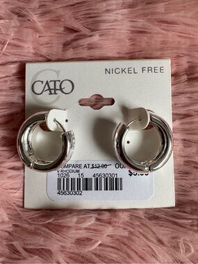 Cato Shiny Silver-Tone Thick Hoop Earrings